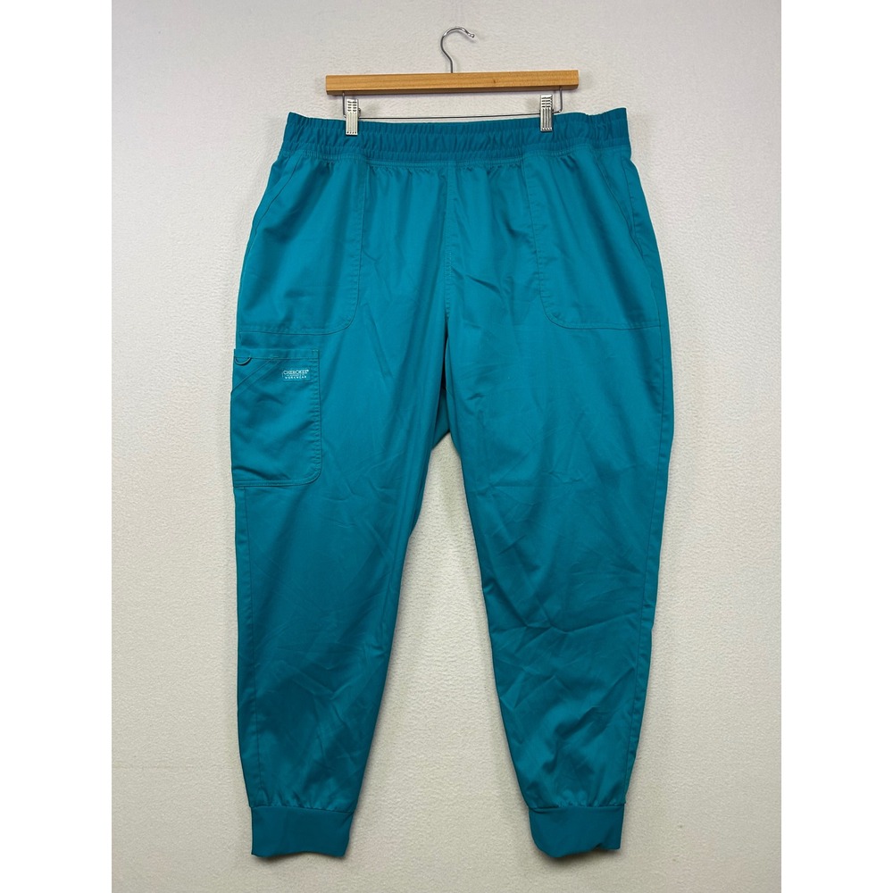 Medical Nurse Cherokee Workwear Professionals Women 2XL Teal Blue Scrub Joggers